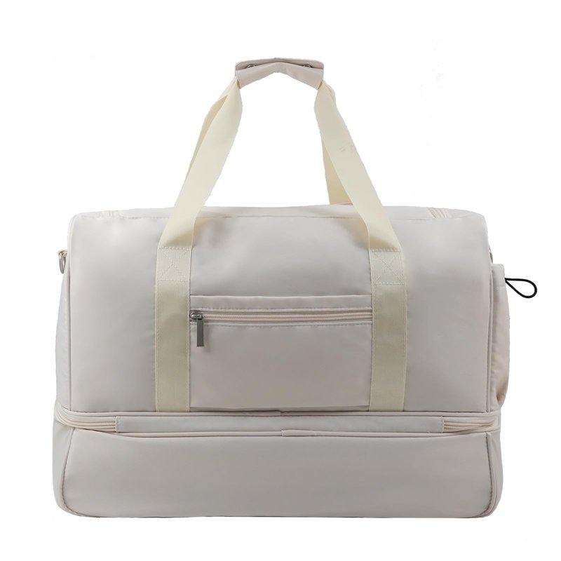 Carry On Travel Duffel Bag for Women & Men,Overnight Weekender Bag with Shoe Compartment,Trolley Sleeve and Adjustable Shoulder Strap,Business & Weekend Travel,Gym,Sports,Yoga & Dance(Ivory)
