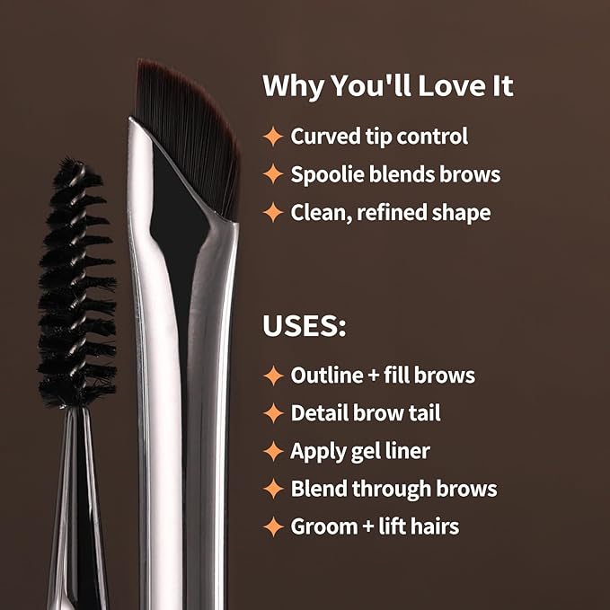 Dual Eyeliner Brush Brow Brush, Precision Eye Makeup Applicator For Powder/Liquid/Cream Formula, Ultra-thin Eyeliner Brush Synthetic Bristles (198 Dual-Line)