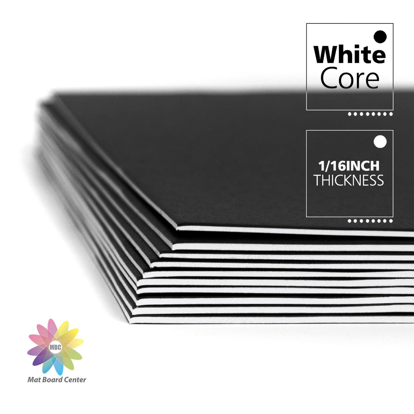 Mat Board Center, 10 Pack 12x18 Black Uncut Mat Boards/Backing Matt Boards for Crafts, Frames, Photos and More
