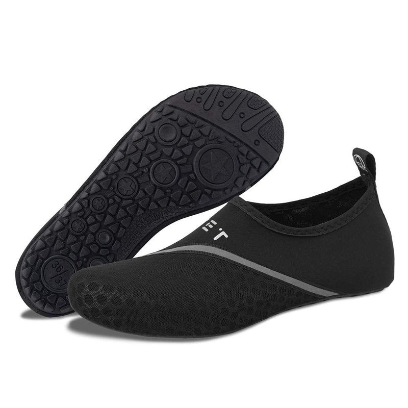 WateLves Water Sports Shoes Barefoot Quick-Dry Aqua Yoga Socks Slip-on for Men Women (DXB.Black, 38/39)