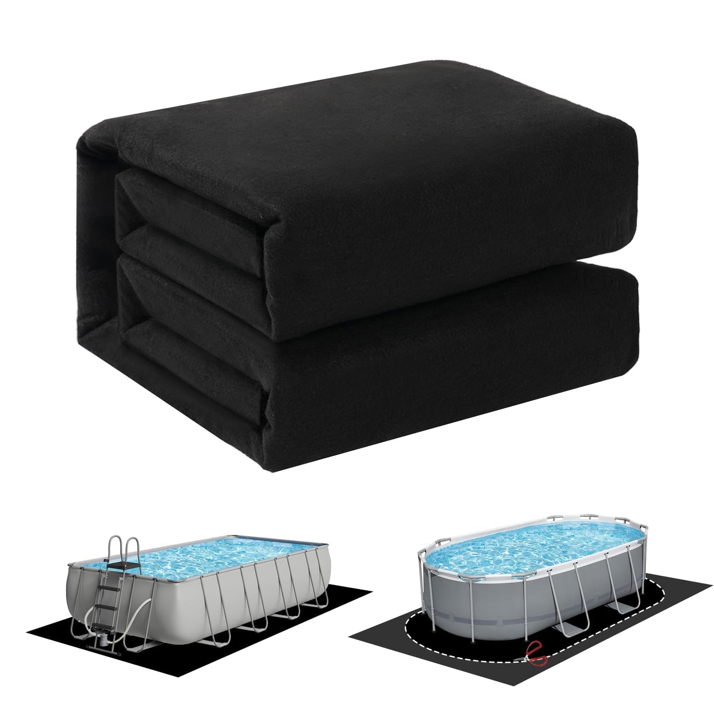 Safana Upgrade Thicken 10 x 16 ft Rectangular Pool Liner Pad for Rectangle/Oval Above Ground Pool, 300g/㎡ Seamless Swimming Pool Mat, Under Pool Padding, Puncture Protection, Extend Liner Life