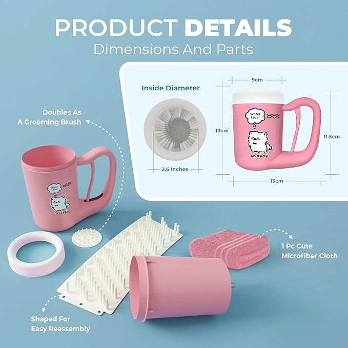 Semi-Automatic Paw Cleaner for Small Medium Dog Breeds, Premium Quality Silicone, Muddy Paw Washer, Essential Necessity (Pink, Medium)