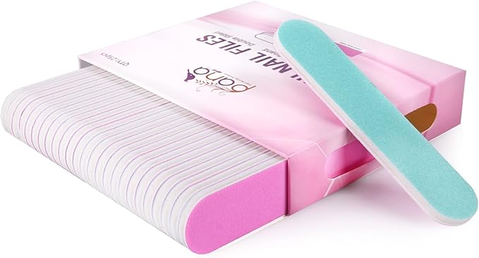 25PCS Mini Size PANA Professional Double Sided Nail Files - Pink&Teal, 100/180 Grit - Emery Board Nail Buffering File Manicure Pedicure Nail Polisher Washable