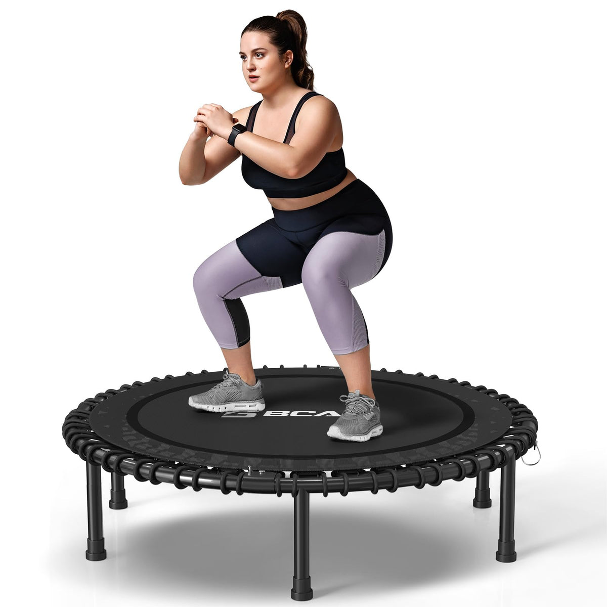 BCAN 450/550LBS Rebounder Trampoline for Adults, 40"/48" Foldable Mini Trampoline with Durable Bungees, Quiet & Stable Exercise Rebounder Trampoline for Indoor/Garden Workout- 40IN-Red