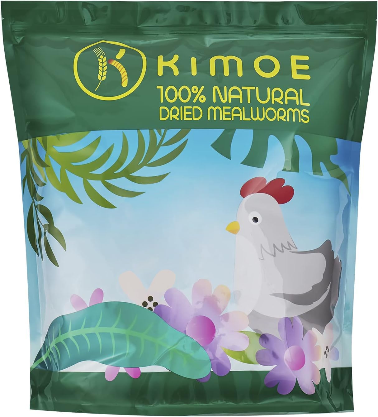 kimoe Non-GMO Bulk Dried Mealworms 5lbs Bag for Chickens, Ducks & Wild Birds â 100% Natural High-Protein Feed to Boost Egg Production, Feather Health & Immunity