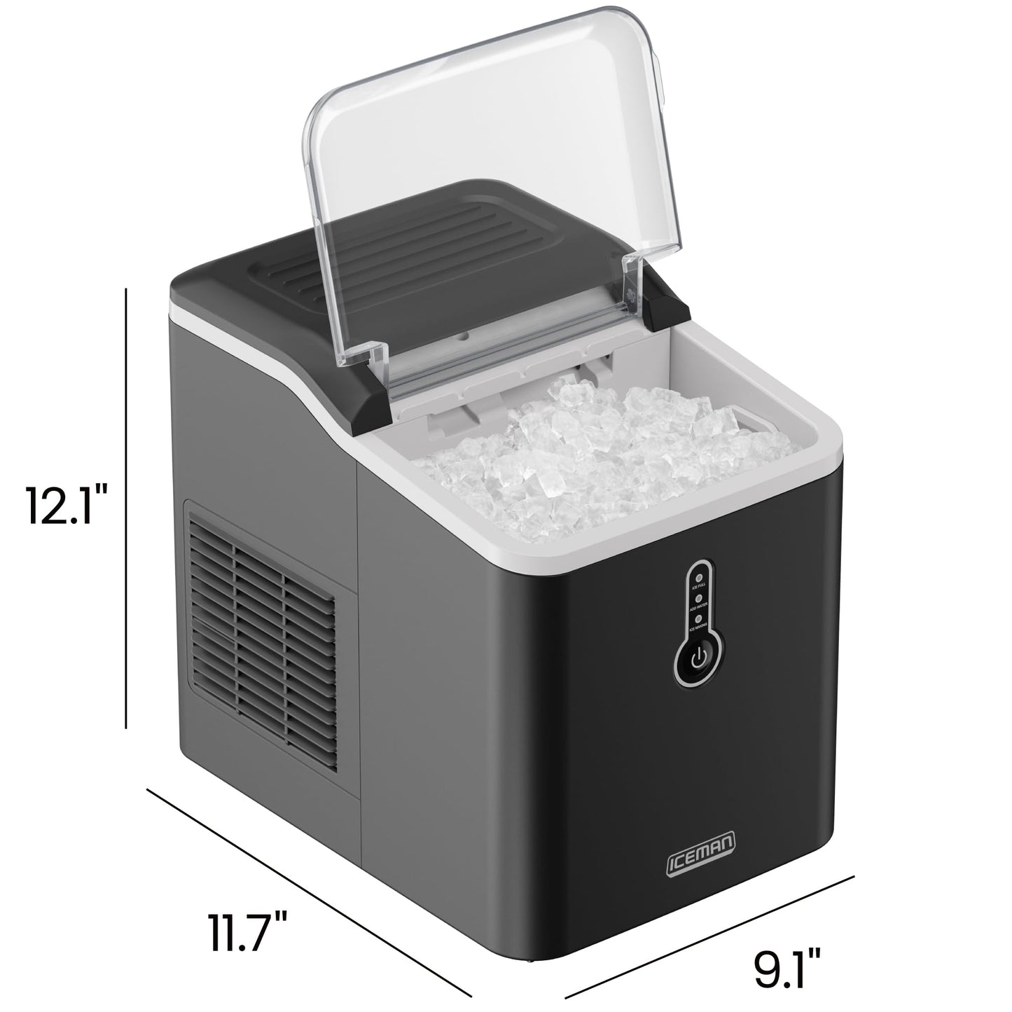 Iceman by Chefman Nugget Ice Maker Countertop, Pebble Ice Maker Machine, 26 lb in 24 Hours, Ready in 6 Minutes, Removable Ice Basket, Fun and Chewable Cubes, 1.5L Water Tank, Self-Cleaning Function