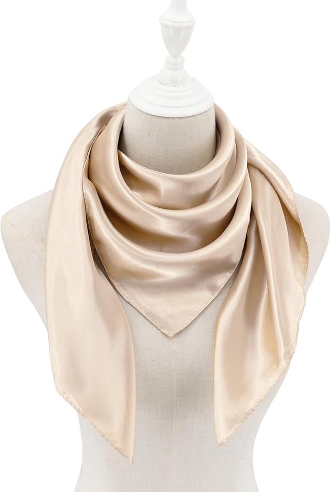 vimate 35" Square Silk Like Head Scarf - Women's Fashion Satin Scarf Bandana for Hair Wrapping at Night.