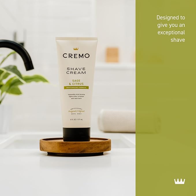 Cremo Sage & Citrus Shave Cream,Astonishingly Superior Ultra-Slick Shaving Cream for Men,Fights Nicks,Cuts and Razor Burn,6 Fl Oz,(Pack of 2)