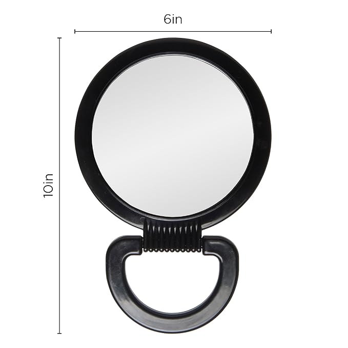 Diane Hand Mirror – Double-Sided 1X and 3X Magnification, Lightweight Portable Handheld Mirror with Handle, Ideal for Makeup, Shaving, & Everyday Beauty, Compact Size for Travel & Gym – 6" Diameter