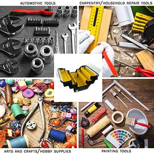 Portable Tool Box - Storage Compartments for Tools, Parts, Crafting Supplies or Tackle by Stalwart - Cantilever Toolbox, 18"L x 11.8"W x 8.25"H, Black/Yellow
