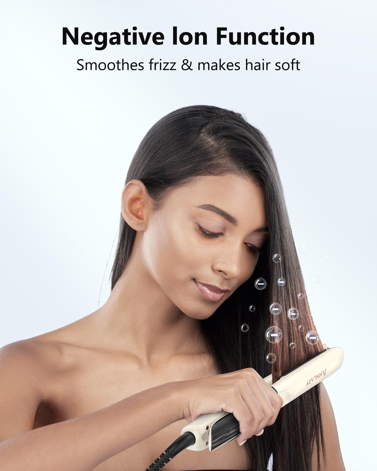 Annlary Hair Straightener 1 Inch Flat Iron and Curler 2 in 1 Titanium Ceramic Ionic Dual Voltage Straightener with Heat-Resistant Silicone, for Less Frizz, Shinier & Smoother