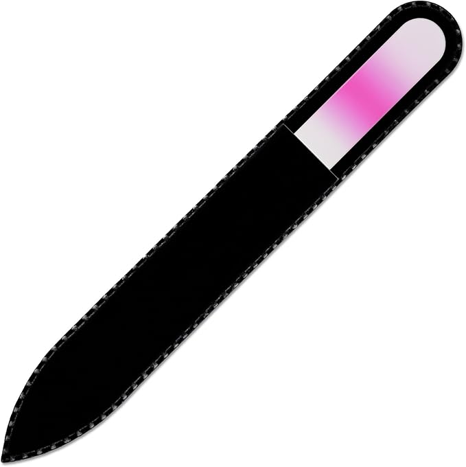 Mont Bleu Rainbow Crystal Nail File in Black Pouch - Czech Tempered Glass - Handmade in Bohemia (Czech Republic)