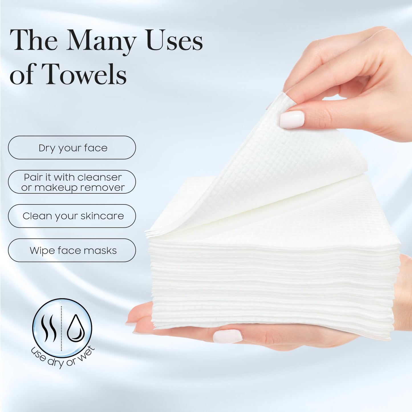 Fygrip 2 Pack of 50 count XL Disposable Face Towels 10” x 12”, 100% Viscose Fibre, Soft & Skin Friendly Face Towelettes Disposable, Facial Tissue Wipes for Women Cleansing