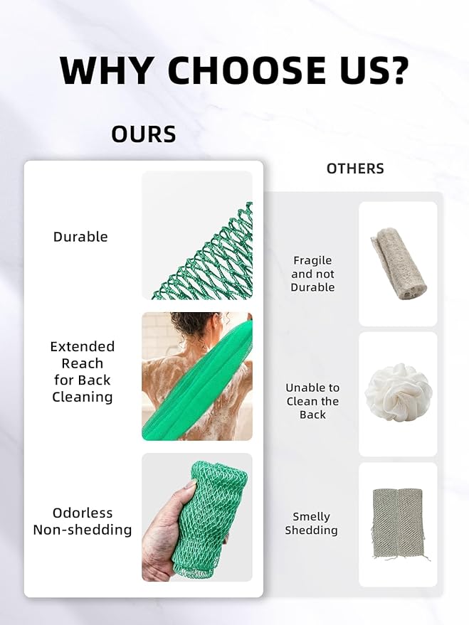 Cleangor 2Pcs African Net Sponge Authentic with Knots - Exfoliating Body Scrubber for All Skin Types, African Bath Sponge, Wash Cloth, Gentle Exfoliation Shower Rag for Women Daily Use