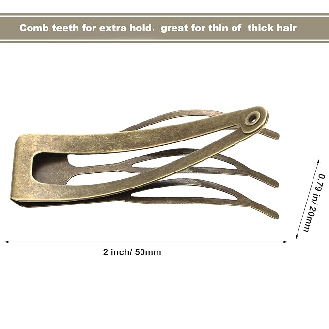 Chinco 24 Pcs Double Grip Hair Clips Metal Snap Clips Women Barrettes for Hair Making, Salon Supplies(Ancient Bronze,2 Inch)