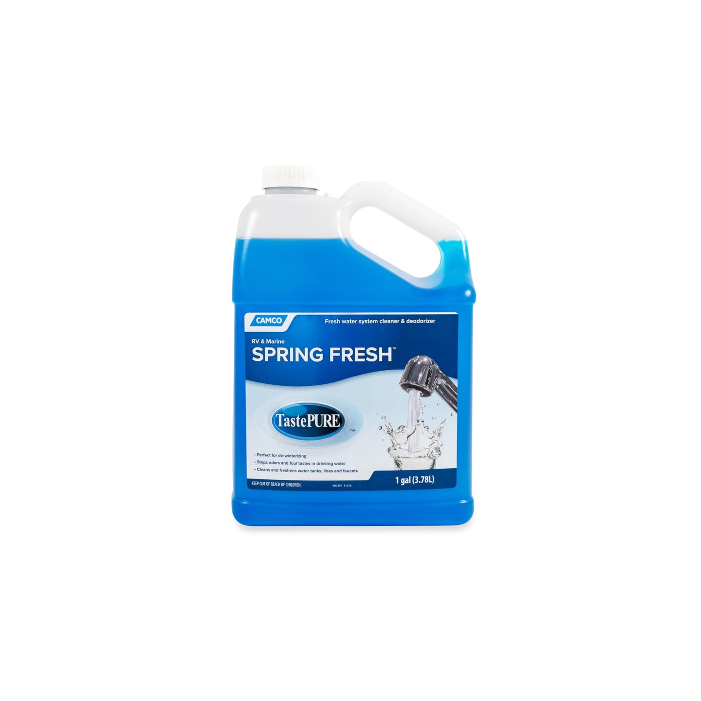 Camco TastePURE Spring Fresh Water System Cleaner & Deodorizer - Features Safe Eco-Conscious Formula - 1 Gallon Cleans Up to 100 Gallon Tank w/One-Step No Measuring Solution - 1 Gallon (40207)