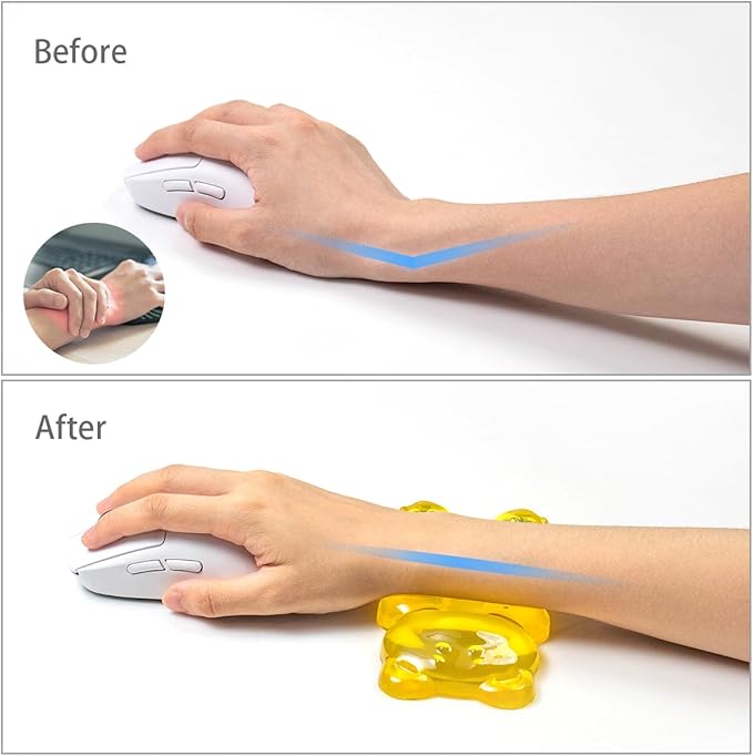 Ergonomic Silicone Gel Mouse Wrist Rest ?€?Yellow Clear Cute Bear Mouse Wrist Rest, Comfort & Support for Typing and Gaming