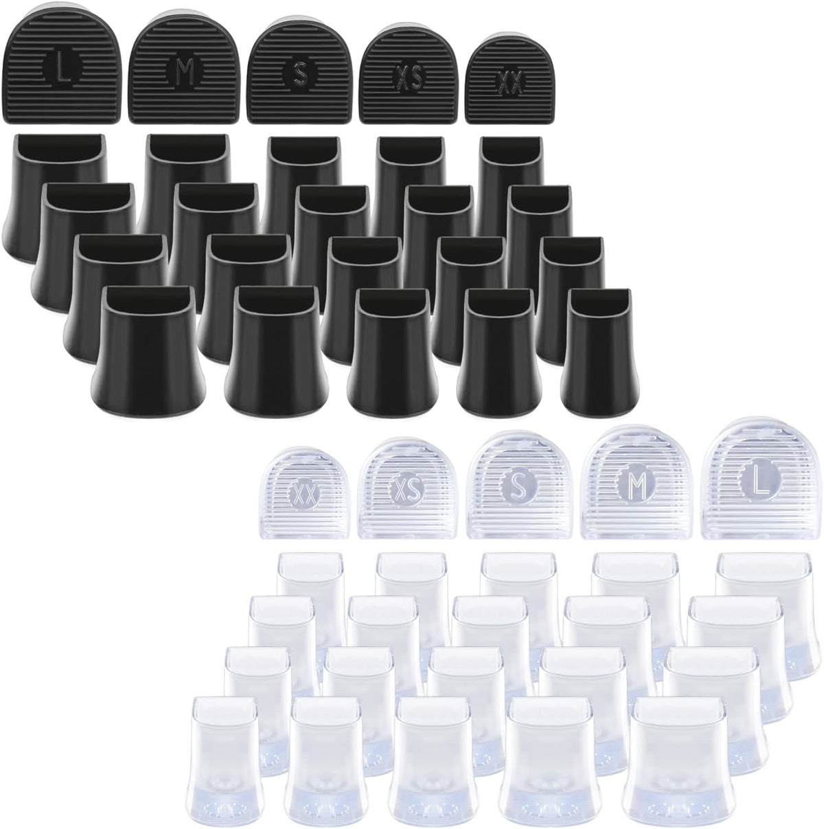 40 Pcs High Heel Protectors, 5 Sizes Stiletto Stoppers & Repair Cap for Shoes Women High Heels Anti-Slip Heel Covers for Outdoor Activities Wetland Grass Gravel (20PCSBlack, 20PCSTransparent)
