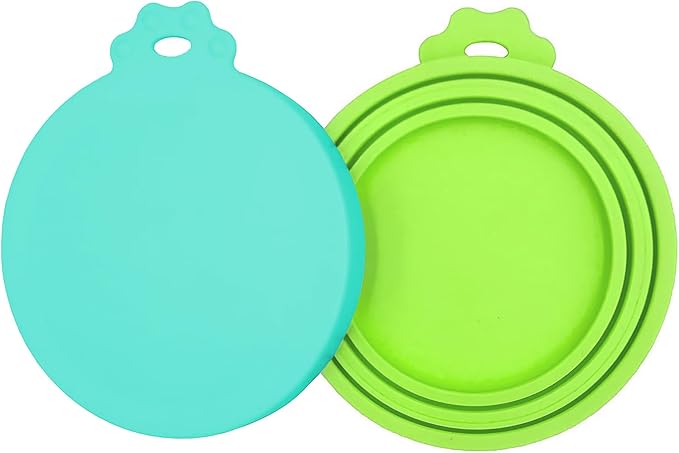 2 Pack Pet Food Can Covers, Silicone Universal Can Lids for Dog & Cat Food, BPA Free, One Fit Most Standard Size Food Cans Teal/Green