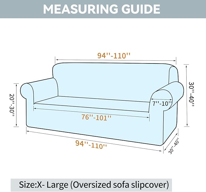 LURKA Stretch Oversized Sofa Slipcovers 1 Piece Couch Covers for 3 Cushion Couch Sofa Furniture Protector Full Sofa Covers with Elastic Bottom for Kids and Pet (X-Large, Navy)