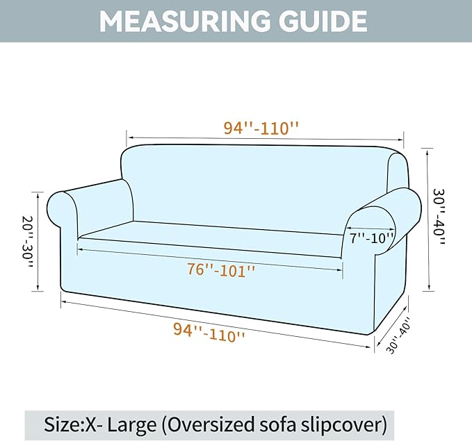 LURKA Stretch Oversized Sofa Slipcovers 1 Piece Couch Covers for 3 Cushion Couch Sofa Furniture Protector Full Sofa Covers with Elastic Bottom for Kids and Pet (X-Large,Dark Red)