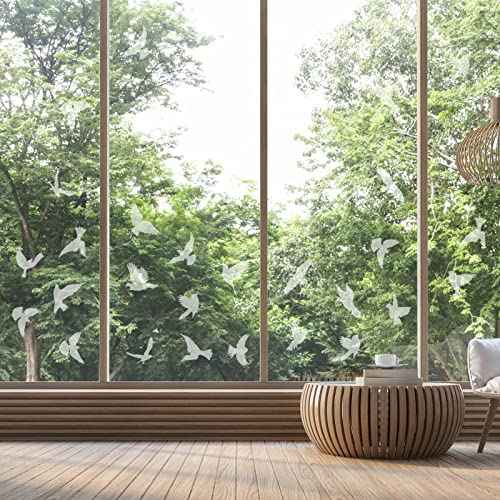 Outus 32 Pieces Window Decals for Bird Strikes Anti Collision Window Clings Decals Strike Prevention Glass Door Stickers to Save and Protect Bird Strikes on Glass (Hummingbird Style)