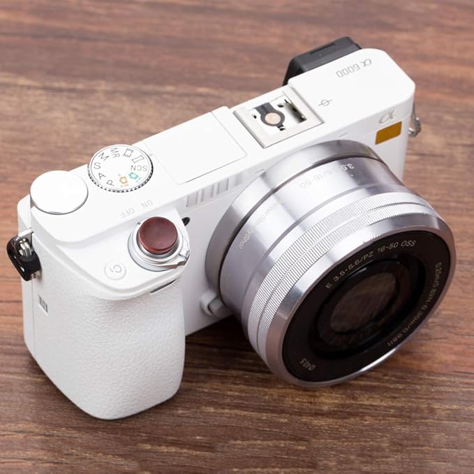 Wood Soft Shutter Release Button Sticker Compatible with A7RIII A7II A7III A7RII RX100 V IV III II A6000 A6300 A6400 X-T100 X-T1 10.5mm Concave Surface Red(Wood Grain Random)