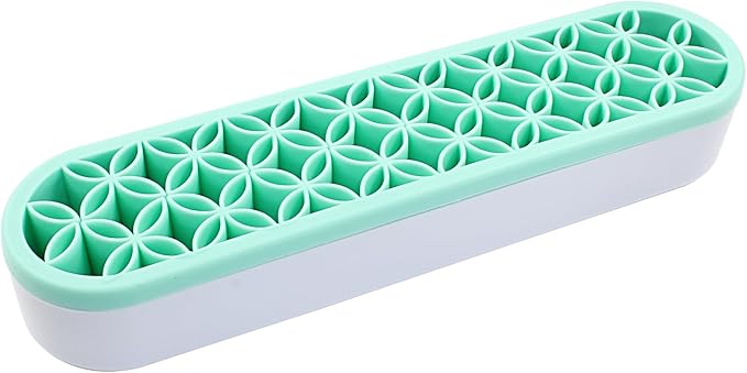 Green Silica gel Makeup Brush Holder Box Multi-Purpose Silica gel Make Up Brush Storage Stand Rectangle Multipurpose Painting Pen Holder for Brushes,Art Craft and Painting Brushes