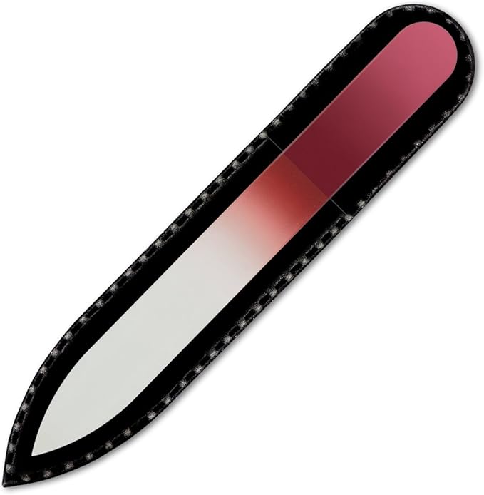 Mont Bleu Rainbow Crystal Nail File in Black Pouch - Small/Purse Size - Czech Tempered Glass - Handmade in Bohemia (Czech Republic)