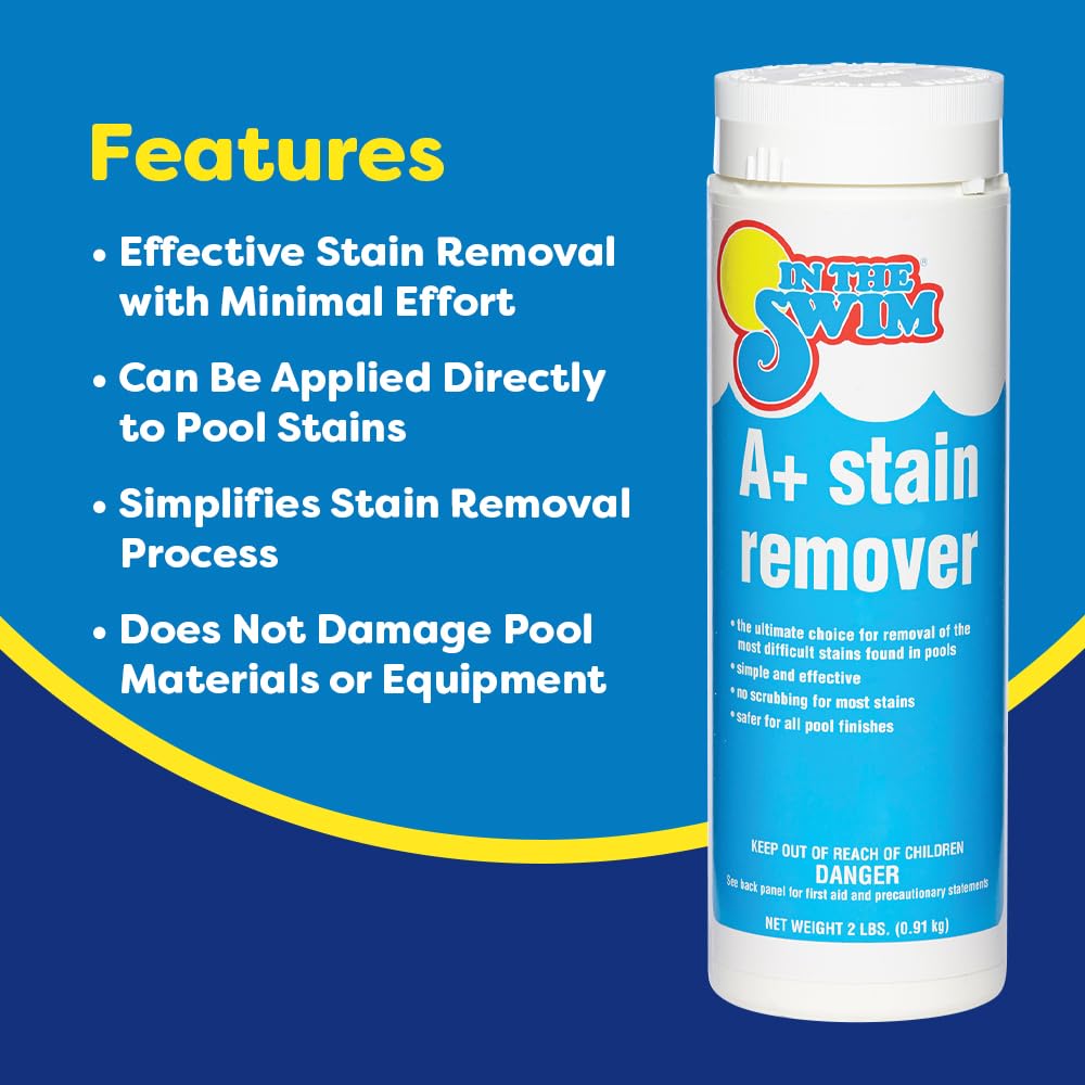 In The Swim A+ Pool Stain Remover - 100% Ascorbic Acid - Professional-Grade Metal & Organic Stain Treatment - 2 Pound