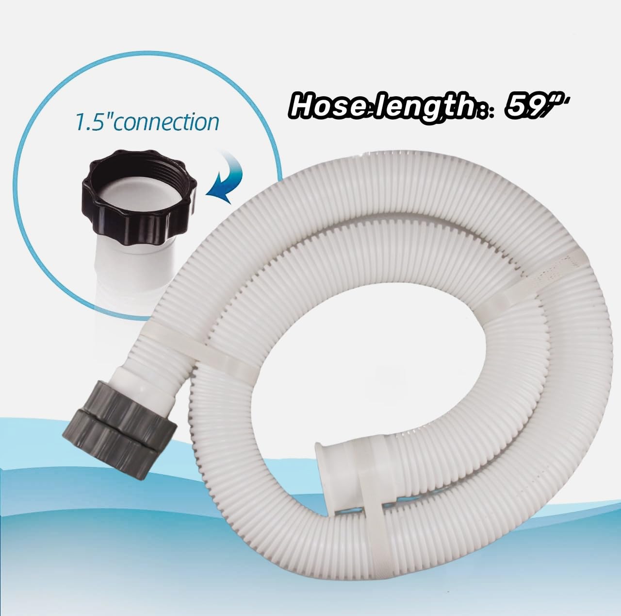 1-1/2 Inch × 59 Inch Accessory Pool Pump Replacement Hose for Pool Sand Filters & Saltwater Systems with 1,500 to 2,500 GPH Capacity (1 pack)