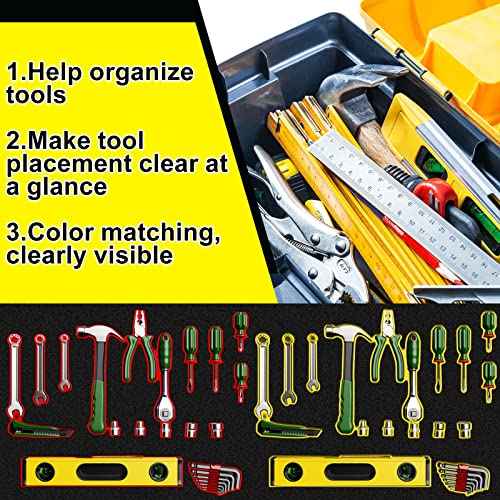 Fabbay 3 Sets Tool Box Foam Organizers, Tool Box Adjustable Shadow Foam, Non Slip Toolbox Liner and Drawer Liner, 16.5 x 22 Inch