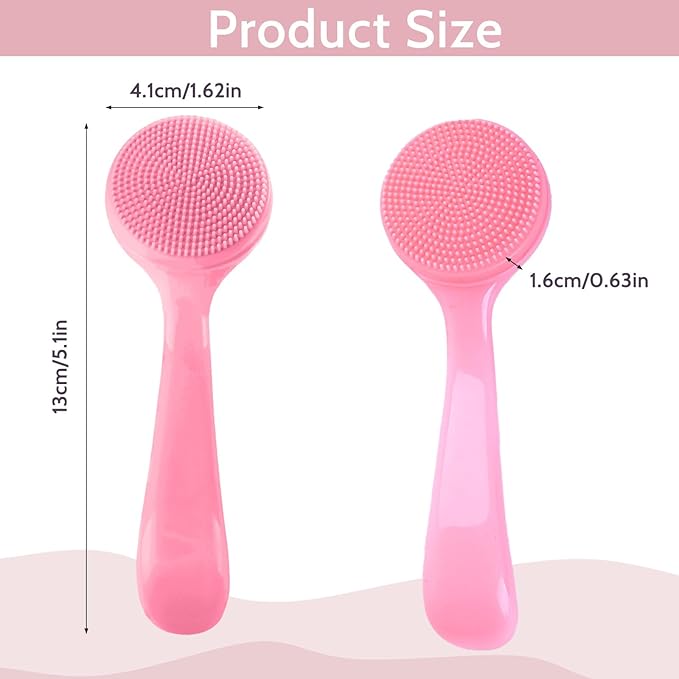2Pack Silicone Face Brush Manual Face Scrub Brush Soft Facial Brushes Waterproof Exfoliating Face Brush Skin Friendly Face Cleaner Brush for Women and Men Blackheads Makeup Residues Removal(Pink)