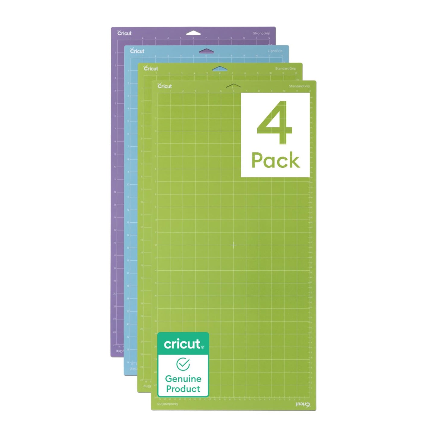 Cricut Cutting Mat Variety Pack (4 Count, 12in x 24in) - for Explore & Maker Machines - Includes 2 StandardGrip, 1 LightGrip, 1 StrongGrip