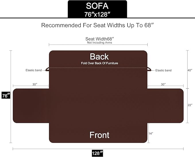 U-NICE HOME Reversible Sofa Cover Couch Cover for Dogs with Elastic Straps Water Resistant Furniture Protector for Pets Couch Cover for 3 Cushion Couch (Sofa, White/White)