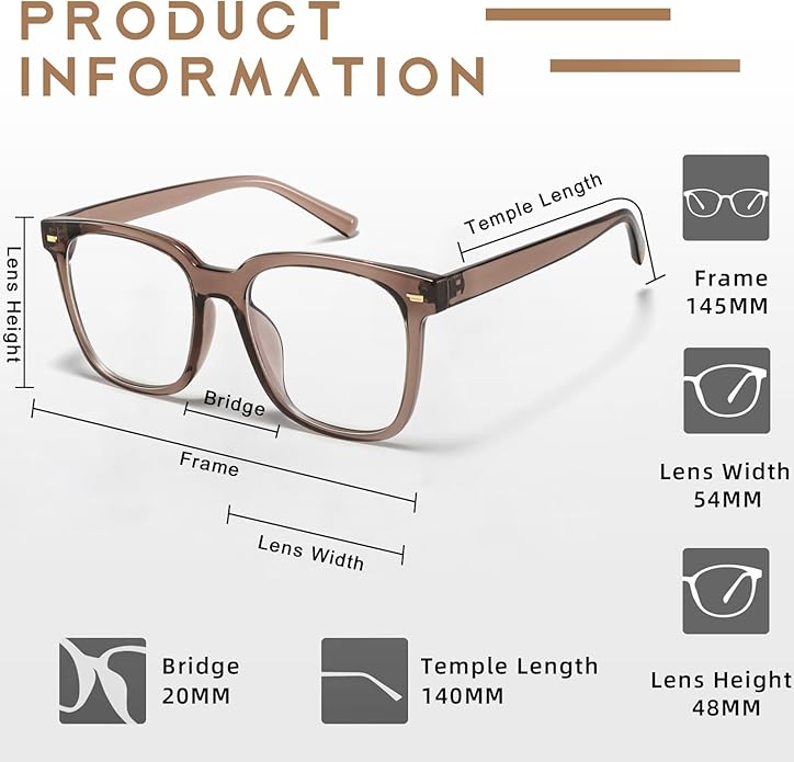 PANNER Oversized Square Blue Light Blocking Glasses for Women Men Anti Glare Reduce Eyestrain Computer Glasses