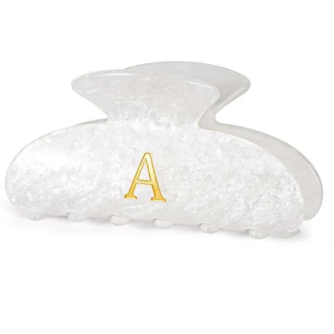 Christmas Gifts for Women Teen Girls - Stocking Stuffers Cute Hair Clips Initial Claw | Birthday Gifts | Bridesmaid Gifts | Preppy Trendy Stuff Personalized Hair Claws Accessories - White,A
