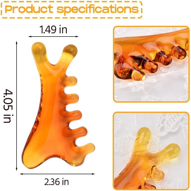 Scalp Massage Gua Sha Comb Resin Guasha Board Head Face Shoulder Massagers for Women Men Beauty Salon Body Multifunctional Facial Massager Amber Hair Shoulder Relief Guasha Tool