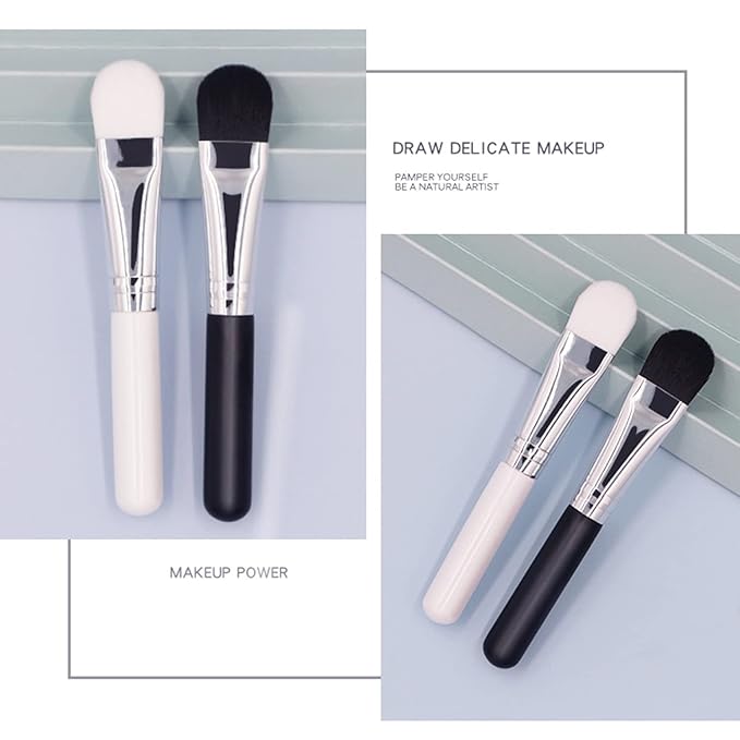 Facial Mask Application Brush, Black+White Soft Man-made Fiber Brush Head Cosmetic Tool for Body Lotion, Mud, Clay, Charcoal Mixed Mask