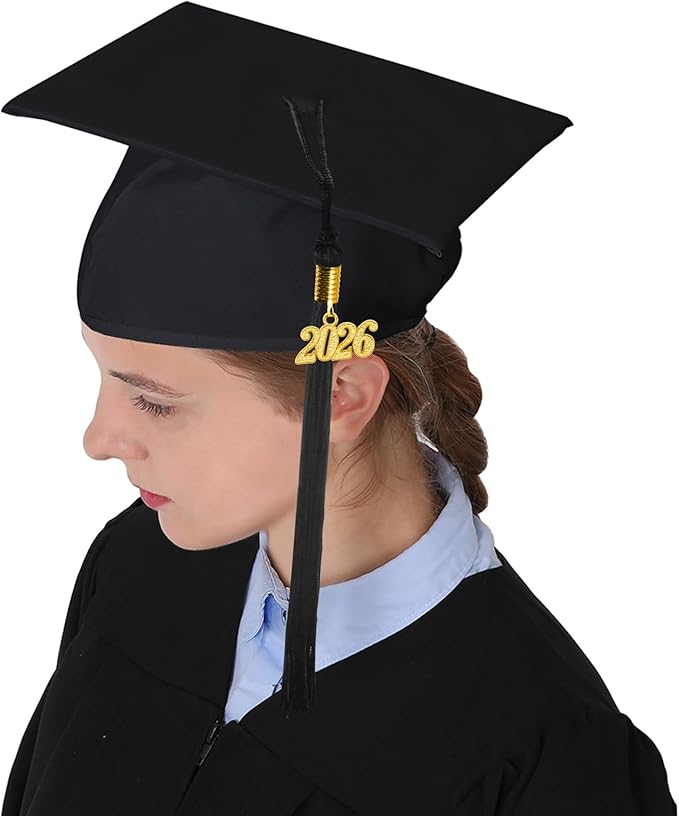 GraduationMall Matte Graduation Cap with 2026 Tassel for High School & Bachelor