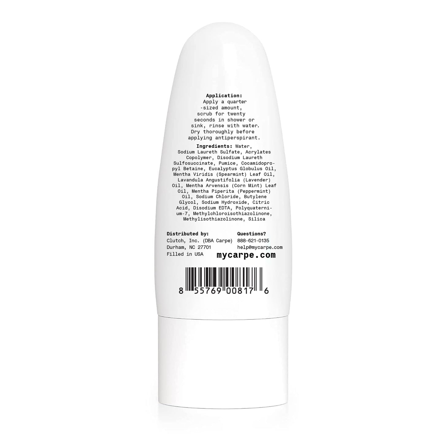 Carpe Exfoliating Underarm Scrub with Odor Protection, Underarm Exfoliator to Improve Deodorant Performance - Energizing Minty Fresh Smell - Armpit Scrub for Women and Men