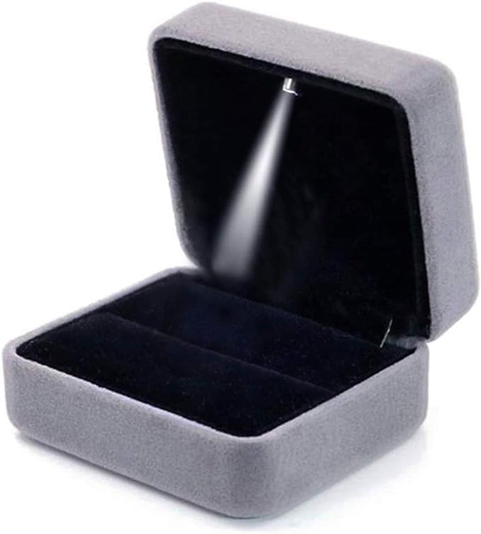 GBYAN Velvet Ring Box with LED Light Jewelry Display Gift Box for Proposal,Engagement, Wedding