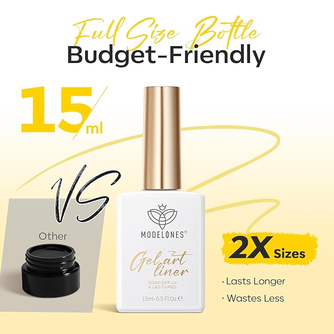 modelones Yellow French Tip Liner Gel Polish, 15 ML Butter Light Yellow Pastel Color Nail Art Paint Swirl with Fine Line Brush Soak Off U V DIY Home Salon Professional Manicure Design Gift for Women