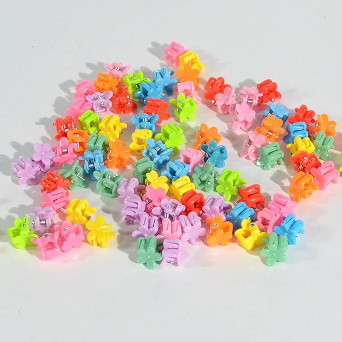 Mini Flower Hair Clip Flower Clips,Colorful Mini Hair Claw,for Women, Girls,Baby, Toddler Bangs Strong Grip Small Tiny Rainbow Hair Clips (50, Assorted)