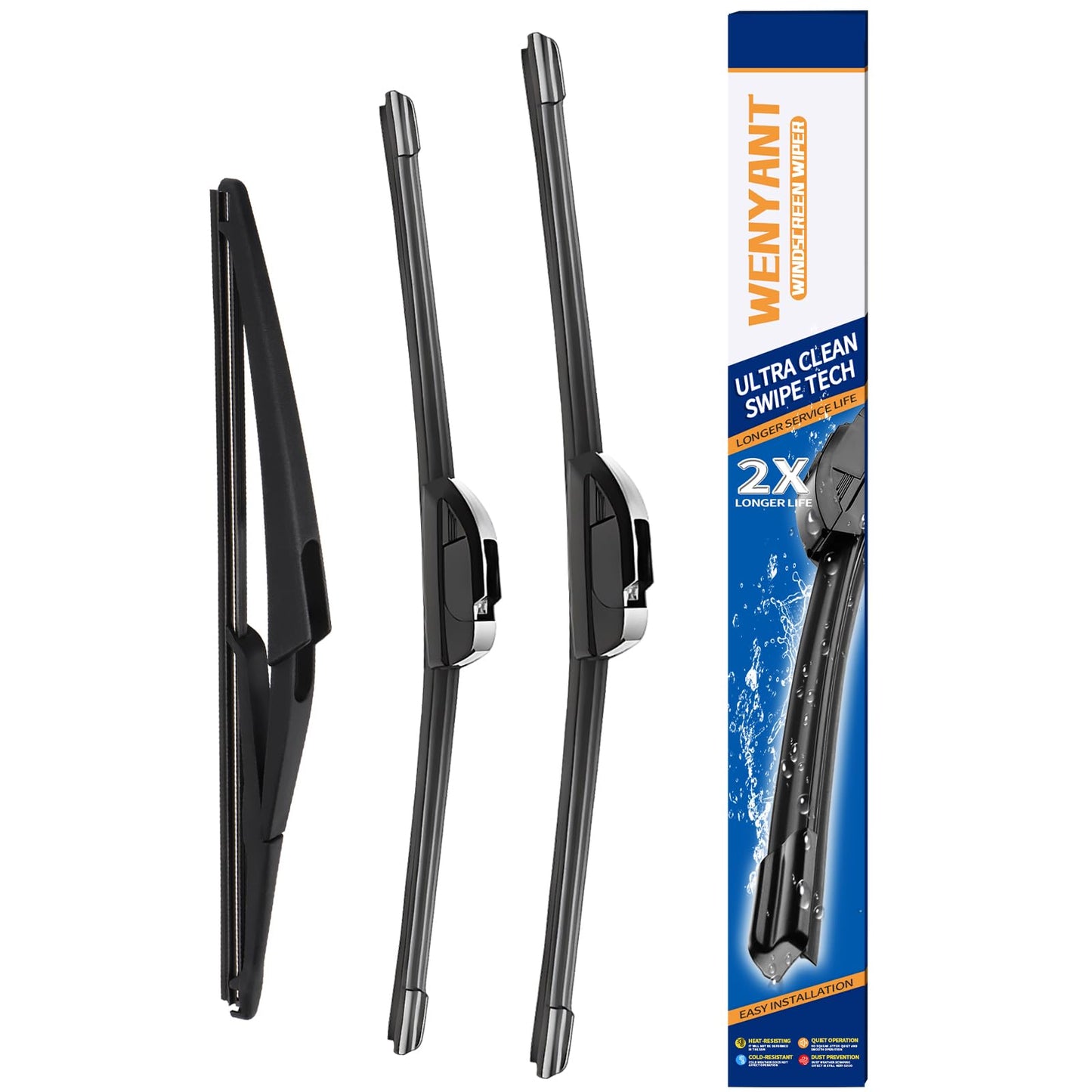 Wenyant 26"/19"/16" Windshield Wipers Compatible with Toyota Prius 2010-2015 Front and Rear Wiper Blades for My Car Automotive Replacement (Set of 3)