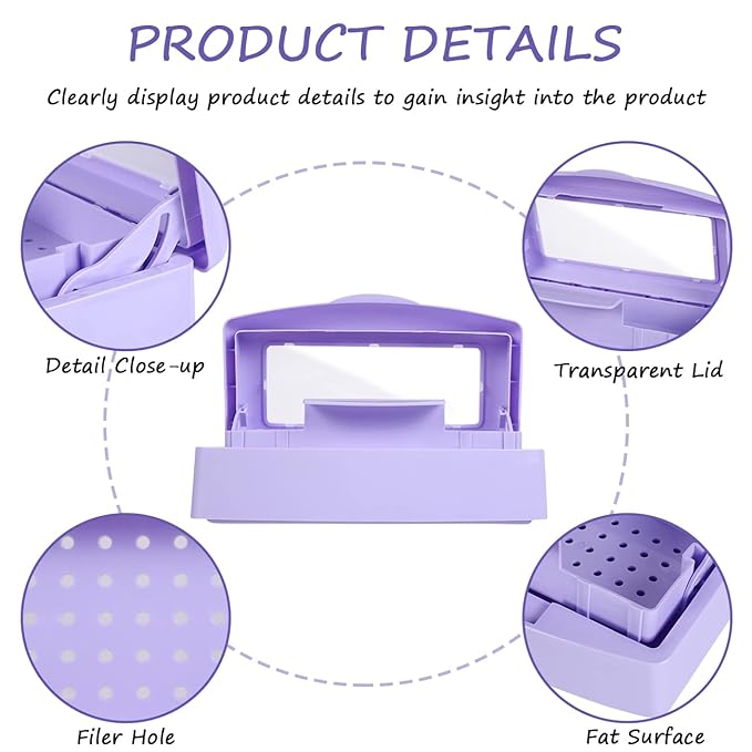 Gusnilo Nail Tool Sterilizer Box Disinfectant Jar Plastic Disinfectant Container Suitable for Nail Tools Hair Salons Beauty Centers and Manicure and Nail Equipment(Purple)
