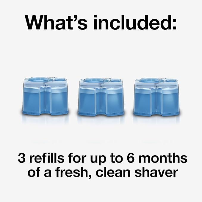 Braun Clean & Renew Refill Cartridges CCR, Replacement Shaver Cleaner Liquid Solution for Clean&Charge System, Pack of 3