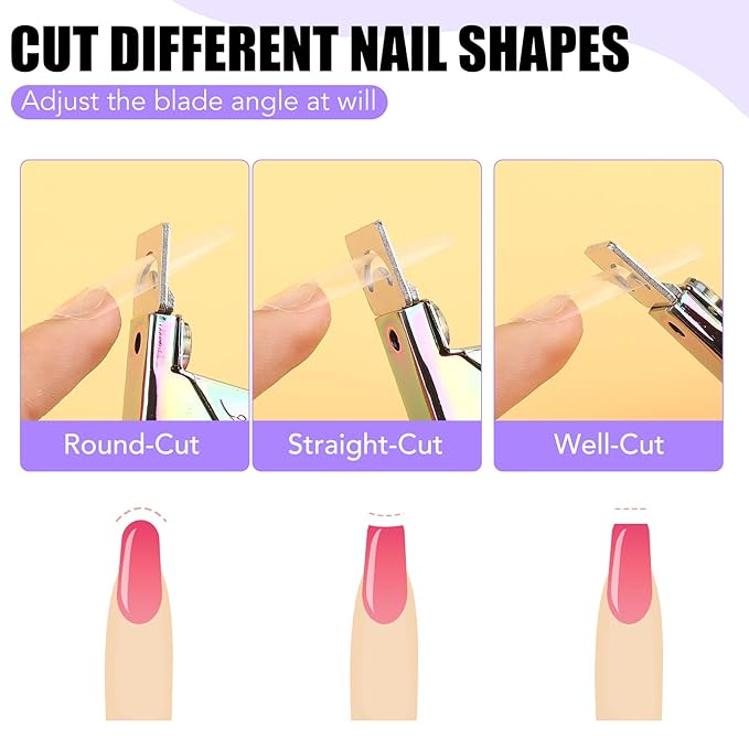 False Nail Clippers with Magnets Stainless Steel Nail Cutter for Acrylic Nail Nail Clippers with 15Pcs Small Magnets for Home Salon Nail Art (Rainbow)