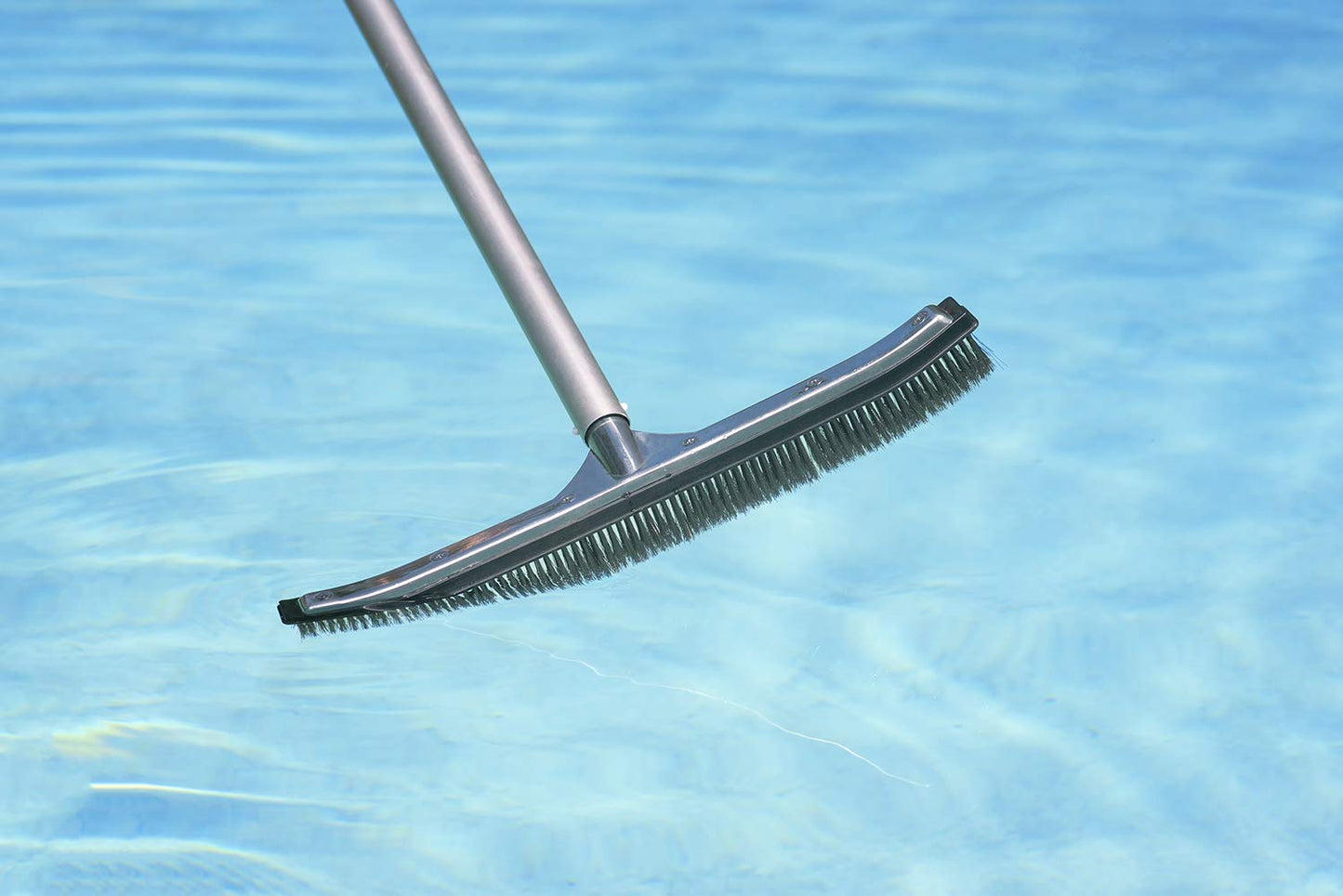 Poolmaster 18-Inch Stainless Steel Pool Algae Brush, Heavy-Duty Aluminum Back, for Gunite Concrete Pools and Spas, Wide Head for Fast Wall and Floor Cleaning