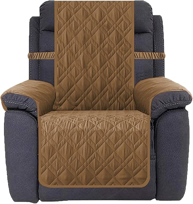 Ameritex Waterproof Nonslip Recliner Cover Stay in Place, Dog Chair Cover Furniture Protector, Ideal Recliner Slipcovers for Pets and Kids (Camel, 23")